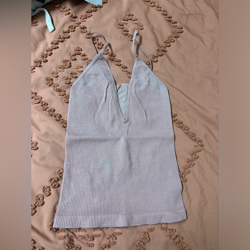 Free People Pink Ribbed Tank Top